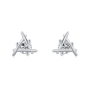 925 Sterling Silver Geometric Line Zircon Stud Earring 40200686 925 Sterling Silver Geometric Line Zircon Stud Earring 40200686