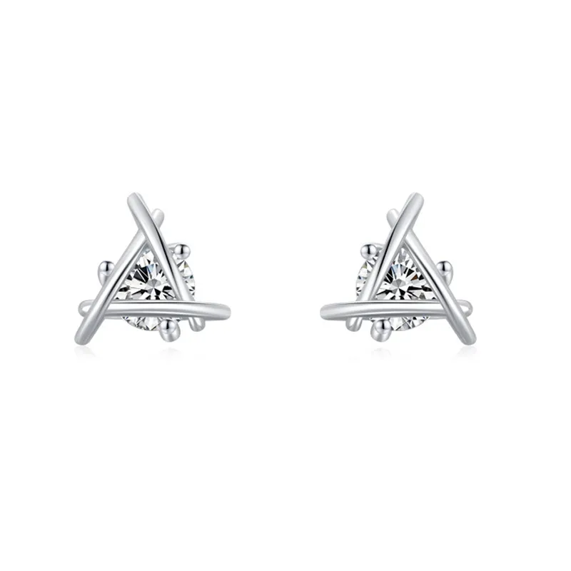 925 Sterling Silver Geometric Line Zircon Stud Earring 40200686 925 Sterling Silver Geometric Line Zircon Stud Earring 40200686