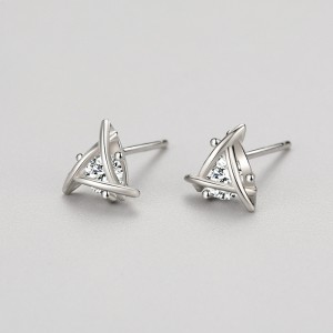 925 Sterling Silver Geometric Line Zircon Stud Earring 40200686 925 Sterling Silver Geometric Line Zircon Stud Earring 40200686