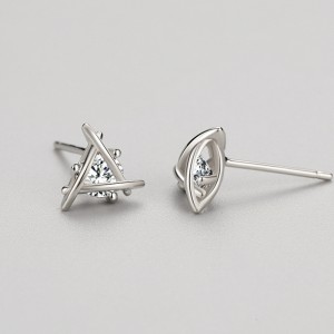 925 Sterling Silver Geometric Line Zircon Stud Earring 40200686 925 Sterling Silver Geometric Line Zircon Stud Earring 40200686