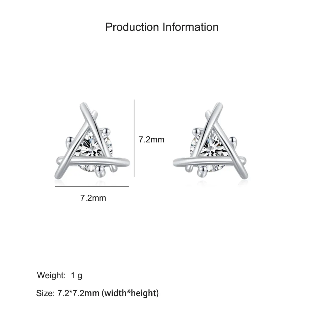 925 Sterling Silver Geometric Line Zircon Stud Earring 40200686 - image2
