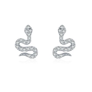 925 Sterling Silver Zircon Snake Stud Earring 40200687 925 Sterling Silver Zircon Snake Stud Earring 40200687