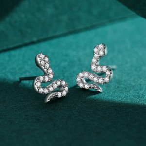 925 Sterling Silver Zircon Snake Stud Earring 40200687 925 Sterling Silver Zircon Snake Stud Earring 40200687