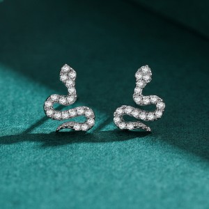 925 Sterling Silver Zircon Snake Stud Earring 40200687 925 Sterling Silver Zircon Snake Stud Earring 40200687