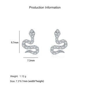 925 Sterling Silver Zircon Snake Stud Earring 40200687 925 Sterling Silver Zircon Snake Stud Earring 40200687