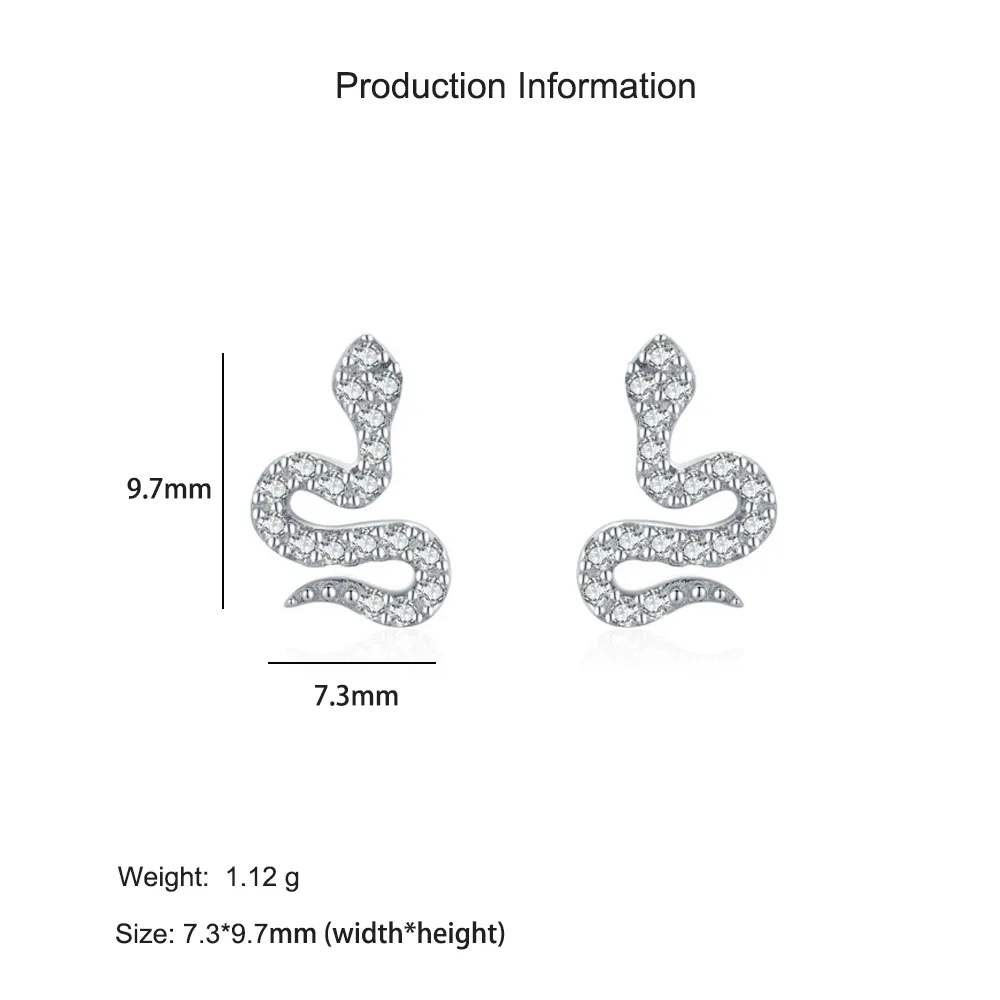 925 Sterling Silver Zircon Snake Stud Earring 40200687 - image2