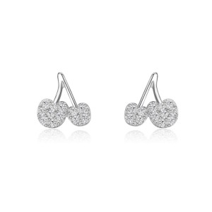925 Sterling Silver Cherry Zircon Stud Earring 40200688 925 Sterling Silver Cherry Zircon Stud Earring 40200688