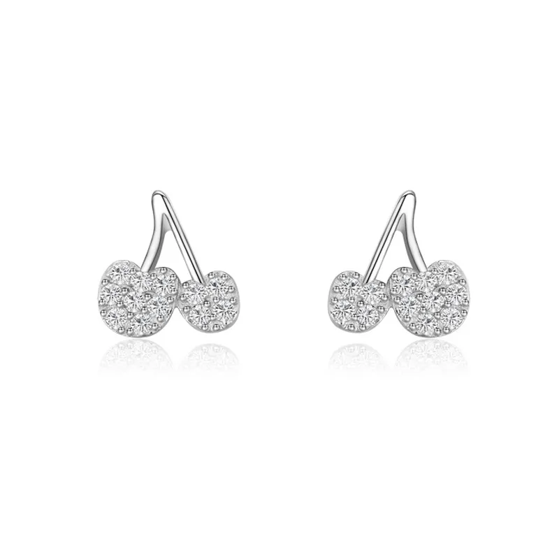 925 Sterling Silver Cherry Zircon Stud Earring 40200688