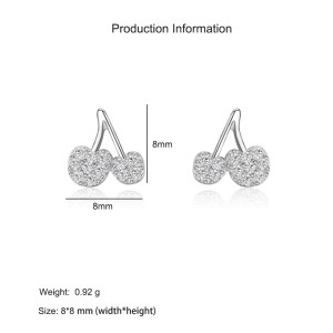 925 Sterling Silver Cherry Zircon Stud Earring 40200688 925 Sterling Silver Cherry Zircon Stud Earring 40200688