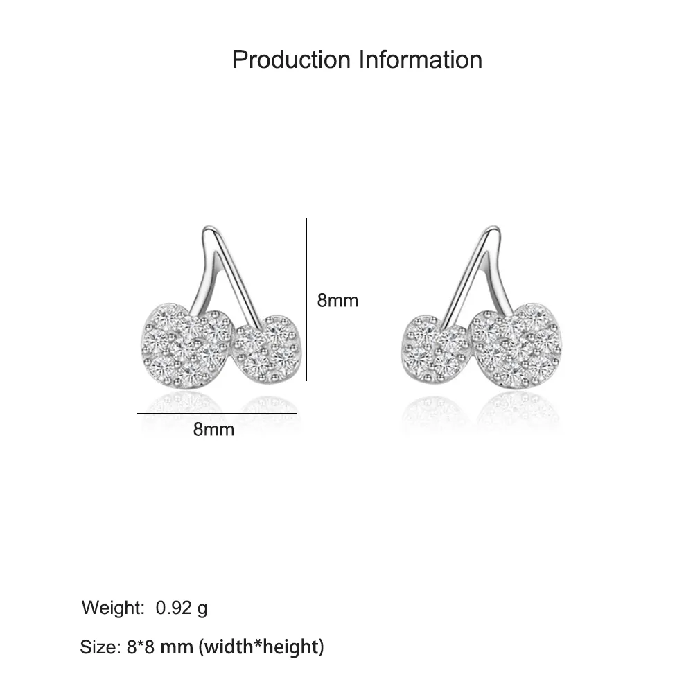 925 Sterling Silver Cherry Zircon Stud Earring 40200688 - image2
