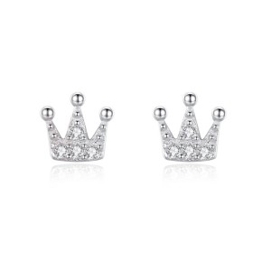 925 Sterling Silver Royal Crown CZ Stud Earring 40200690 925 Sterling Silver Royal Crown CZ Stud Earring 40200690