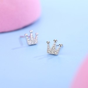 925 Sterling Silver Royal Crown CZ Stud Earring 40200690 925 Sterling Silver Royal Crown CZ Stud Earring 40200690
