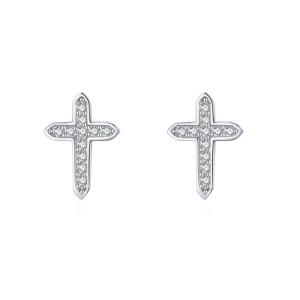 925 Sterling Silver Cross CZ Stud Earring 40200691 925 Sterling Silver Cross CZ Stud Earring 40200691
