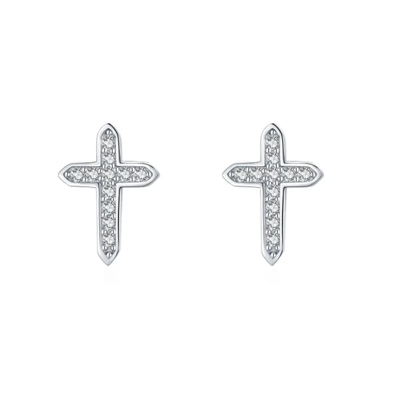 925 Sterling Silver Cross CZ Stud Earring 40200691 925 Sterling Silver Cross CZ Stud Earring 40200691