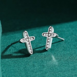 925 Sterling Silver Cross CZ Stud Earring 40200691 925 Sterling Silver Cross CZ Stud Earring 40200691