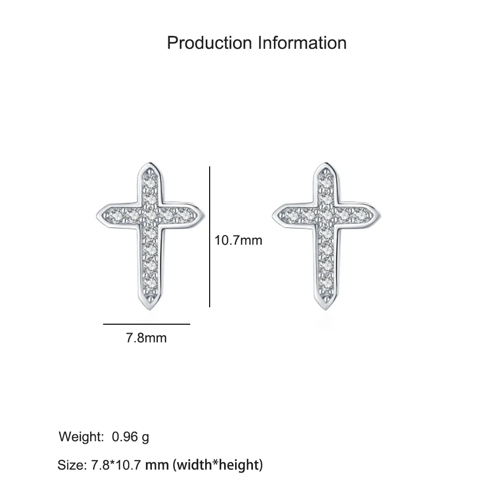 925 Sterling Silver Cross CZ Stud Earring 40200691 - image2