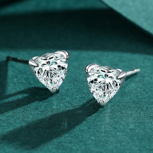 25 Sterling Silver Romantic Heart CZ Stud Earring 40200692 25 Sterling Silver Romantic Heart CZ Stud Earring 40200692