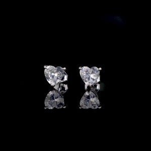 25 Sterling Silver Romantic Heart CZ Stud Earring 40200692 25 Sterling Silver Romantic Heart CZ Stud Earring 40200692