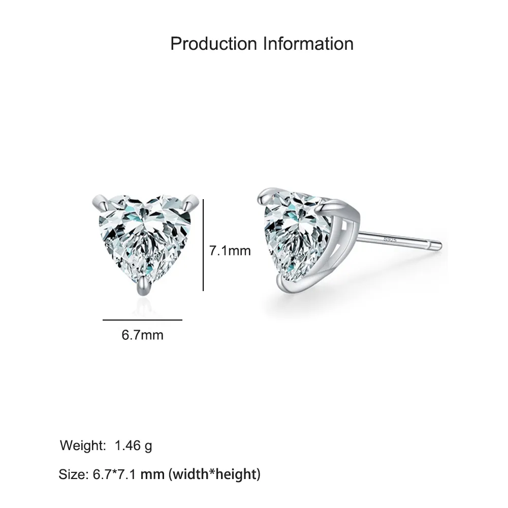25 Sterling Silver Romantic Heart CZ Stud Earring 40200692 - image2