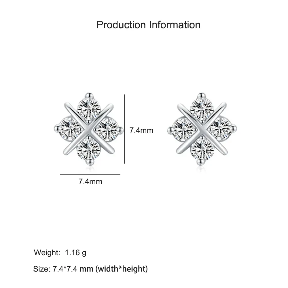 925 Sterling Silver Cross Zircon Stud Earring 40200693 - image2