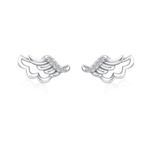925 Sterling Silver Angel Wing Micro-Pave Zircon Stud Earring 40200695 925 Sterling Silver Angel Wing Micro-Pave Zircon Stud Earring 40200695