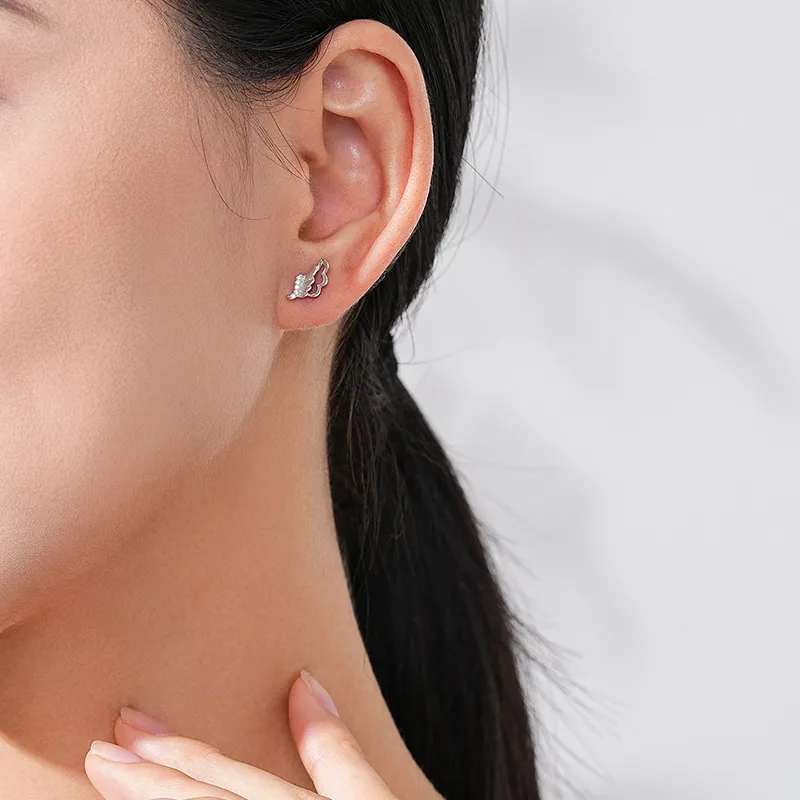 925 Sterling Silver Angel Wing Micro-Pave Zircon Stud Earring 40200695 - image1