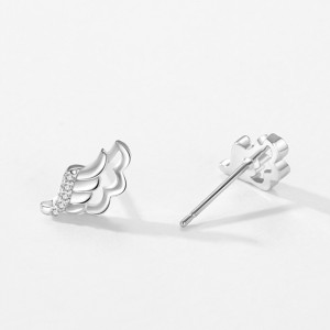 925 Sterling Silver Angel Wing Micro-Pave Zircon Stud Earring 40200695 925 Sterling Silver Angel Wing Micro-Pave Zircon Stud Earring 40200695