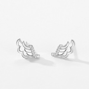 925 Sterling Silver Angel Wing Micro-Pave Zircon Stud Earring 40200695 925 Sterling Silver Angel Wing Micro-Pave Zircon Stud Earring 40200695