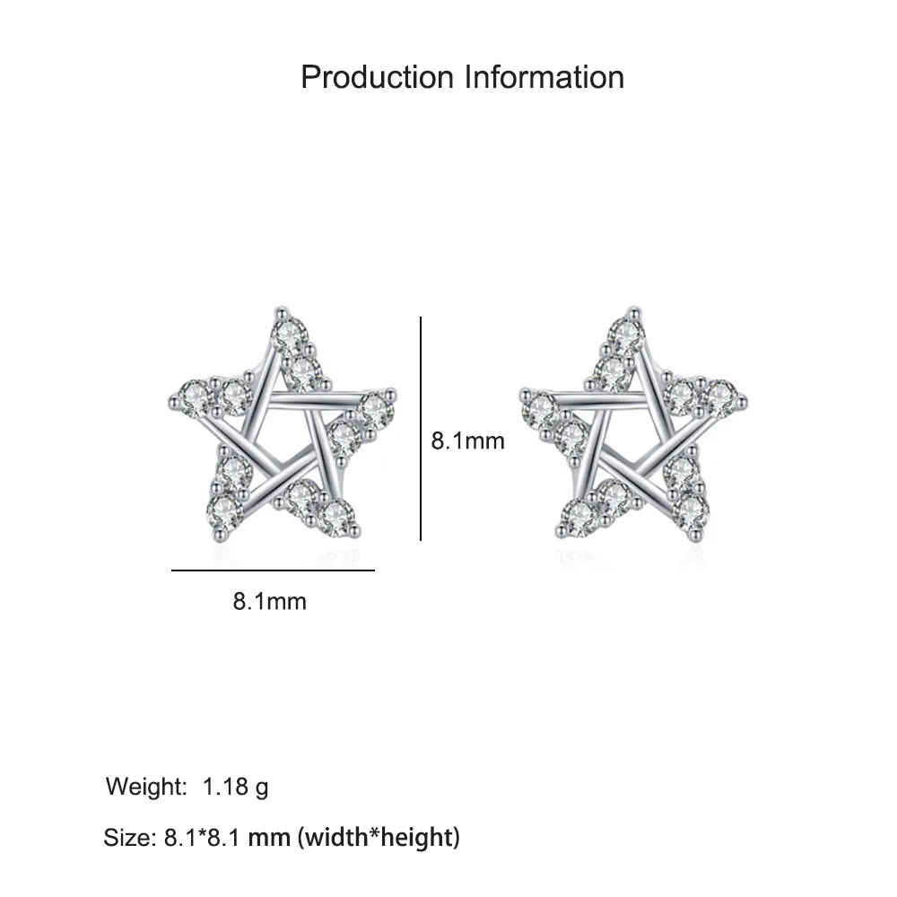 925 Sterling Silver Star Micro-Pave Zircon Stud Earring 40200696 - image2
