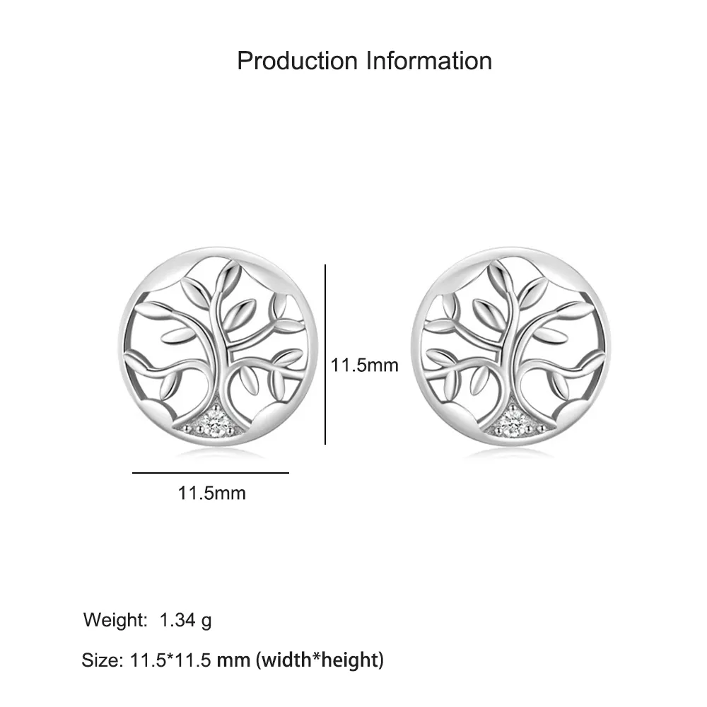 925 Sterling Silver Tree of Life Stud Earring 40200697 - image2