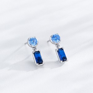 925 Sterling Silver Geometric Blue Zircon Stud Earring 40200698 925 Sterling Silver Geometric Blue Zircon Stud Earring 40200698