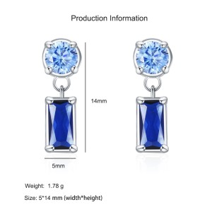 925 Sterling Silver Geometric Blue Zircon Stud Earring 40200698 925 Sterling Silver Geometric Blue Zircon Stud Earring 40200698