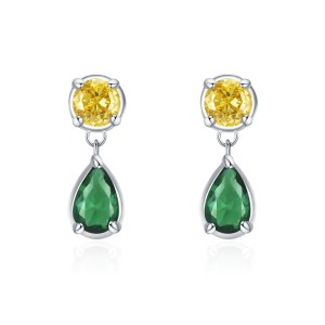 925 Sterling Silver Vintage Yellow Green Zircon Stud Earring 40200699 925 Sterling Silver Vintage Yellow Green Zircon Stud Earring 40200699