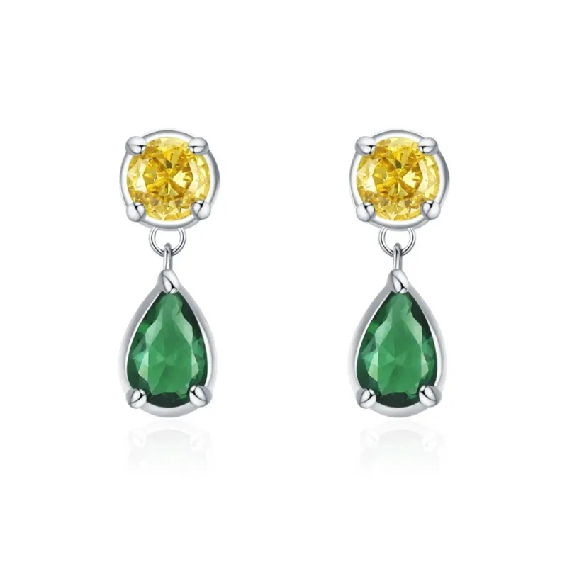 925 Sterling Silver Vintage Yellow Green Zircon Stud Earring 40200699 925 Sterling Silver Vintage Yellow Green Zircon Stud Earring 40200699