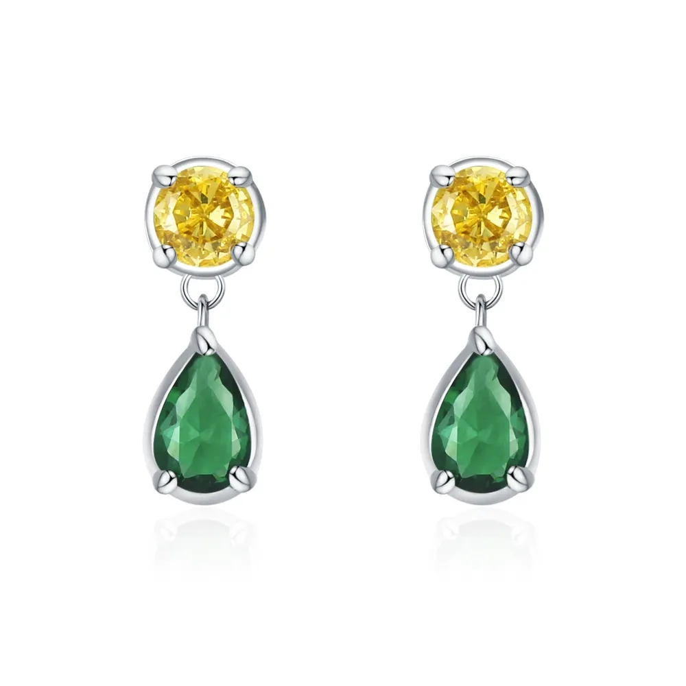 925 Sterling Silver Vintage Yellow Green Zircon Stud Earring 40200699 925 Sterling Silver Vintage Yellow Green Zircon Stud Earring 40200699