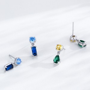 925 Sterling Silver Vintage Yellow Green Zircon Stud Earring 40200699 925 Sterling Silver Vintage Yellow Green Zircon Stud Earring 40200699