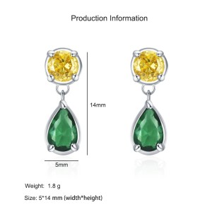 925 Sterling Silver Vintage Yellow Green Zircon Stud Earring 40200699 925 Sterling Silver Vintage Yellow Green Zircon Stud Earring 40200699