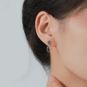 925 Sterling Silver Paraiba Green Oval Drop Stud Earring 40200700 925 Sterling Silver Paraiba Green Oval Drop Stud Earring 40200700