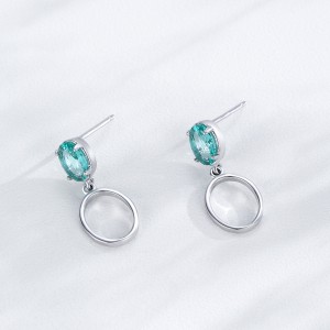 925 Sterling Silver Paraiba Green Oval Drop Stud Earring 40200700 925 Sterling Silver Paraiba Green Oval Drop Stud Earring 40200700