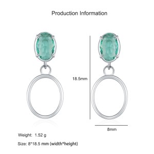 925 Sterling Silver Paraiba Green Oval Drop Stud Earring 40200700 925 Sterling Silver Paraiba Green Oval Drop Stud Earring 40200700