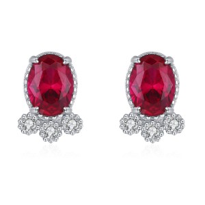925 Sterling Silver Red Ruby Fish-Shaped Stud Earring 40200701 925 Sterling Silver Red Ruby Fish-Shaped Stud Earring 40200701