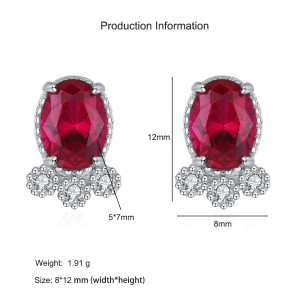 925 Sterling Silver Red Ruby Fish-Shaped Stud Earring 40200701 925 Sterling Silver Red Ruby Fish-Shaped Stud Earring 40200701