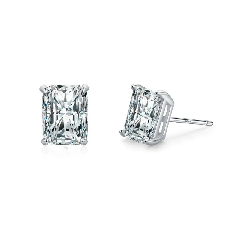 925 Sterling Silver Rectangular Zircon Stud Earring 40200704