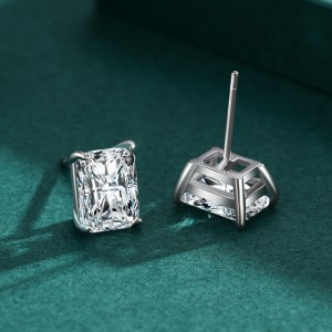 925 Sterling Silver Rectangular Zircon Stud Earring 40200704