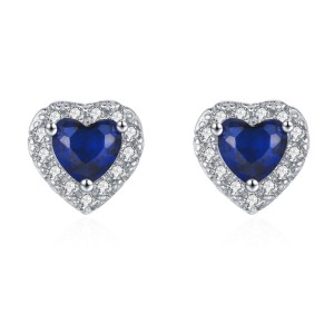 925 Sterling Silver Blue Heart Zircon Stud Earring 40200705 925 Sterling Silver Blue Heart Zircon Stud Earring 40200705
