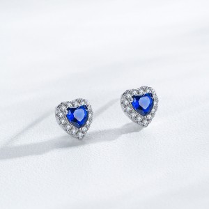 925 Sterling Silver Blue Heart Zircon Stud Earring 40200705 925 Sterling Silver Blue Heart Zircon Stud Earring 40200705