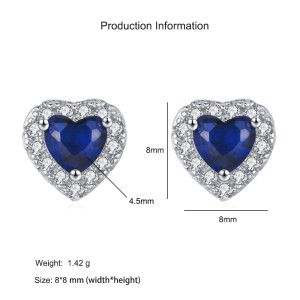 925 Sterling Silver Blue Heart Zircon Stud Earring 40200705 925 Sterling Silver Blue Heart Zircon Stud Earring 40200705