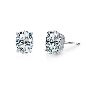 925 Sterling Silver Sparkle Oval Zircon Stud Earring 40200706