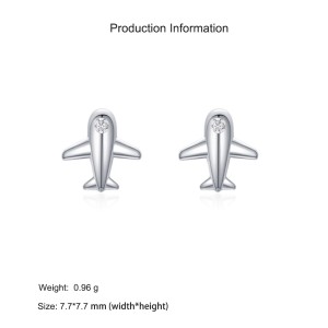 925 Sterling Silver Airplane Stud Earring 40200707