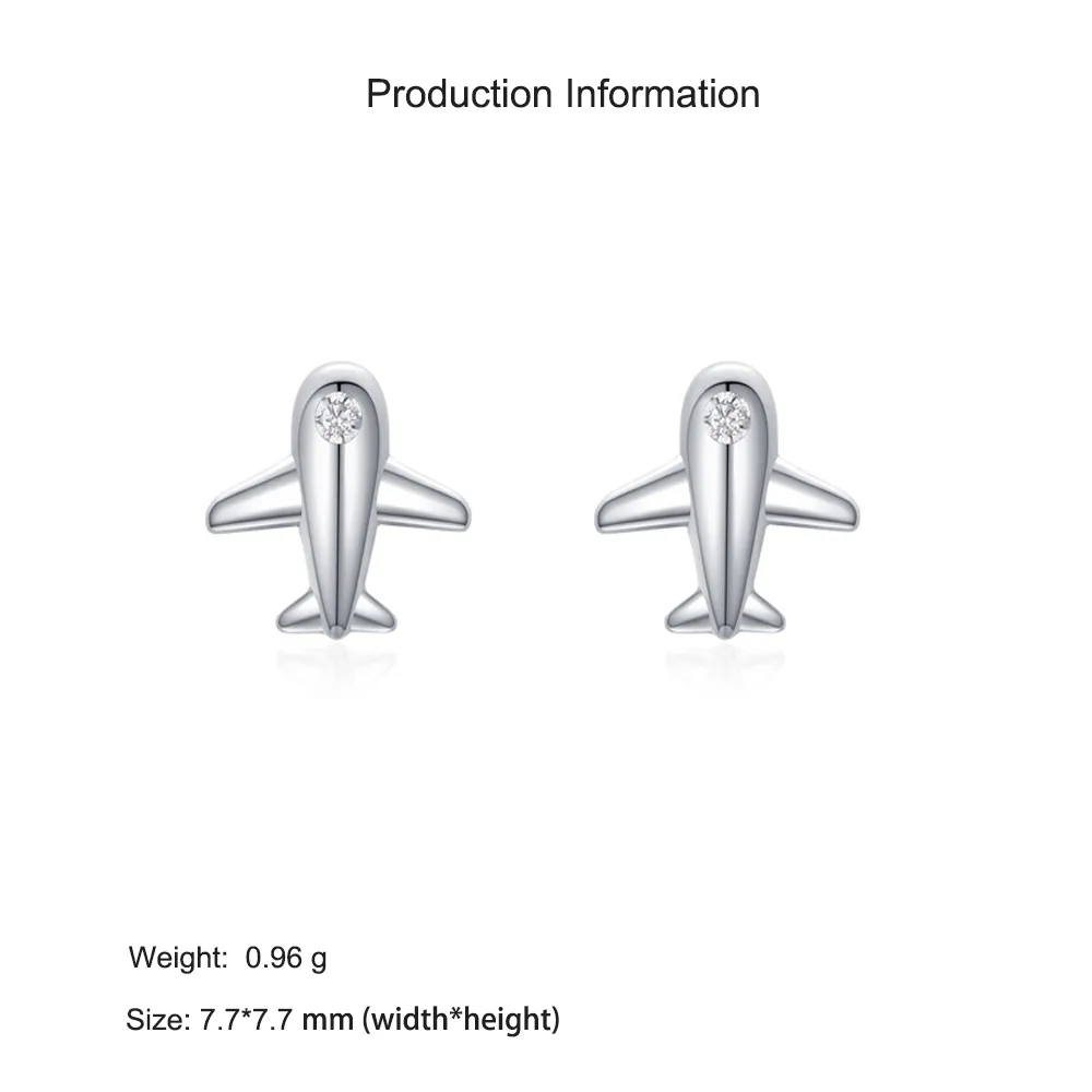 925 Sterling Silver Airplane Stud Earring 40200707 - image2